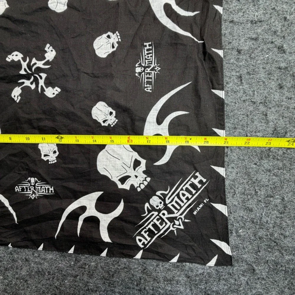 Vintage Aftermath Bandana Black Skull Tribal Miami FL Headwrap Biker Streetwear